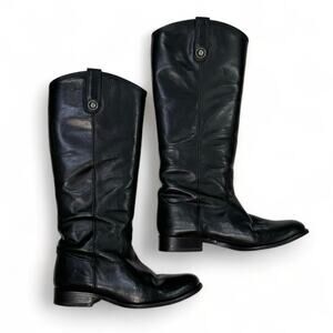 FRYE 7B Melissa Button Tall Boots Black Leather Riding Equestrian Classic VTG